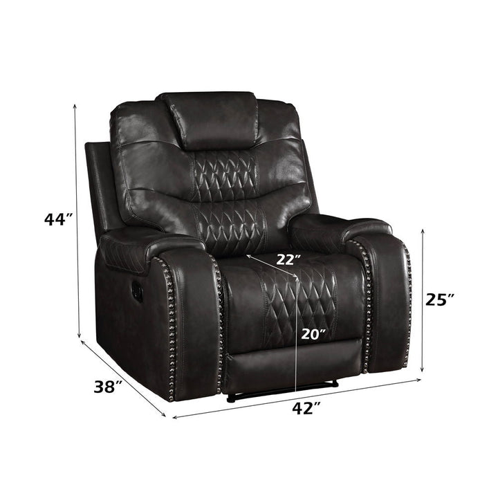 Braylon - Motion Recliner - Magnetite Synthetic Leather