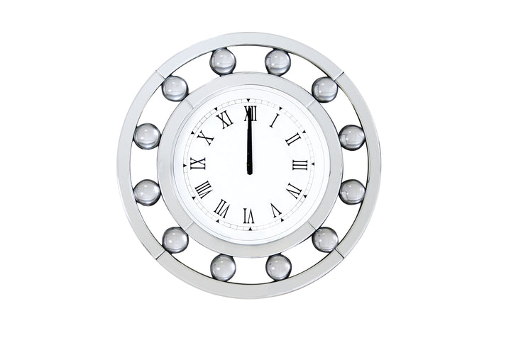 Boffa - Geometric Pattern Trim Round Wall Clock - Mirrored