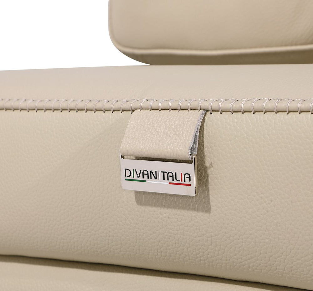 DivanItalia 1126 Top Grain Italian Leather Power Reclining Chair with Power Headrests - Beige