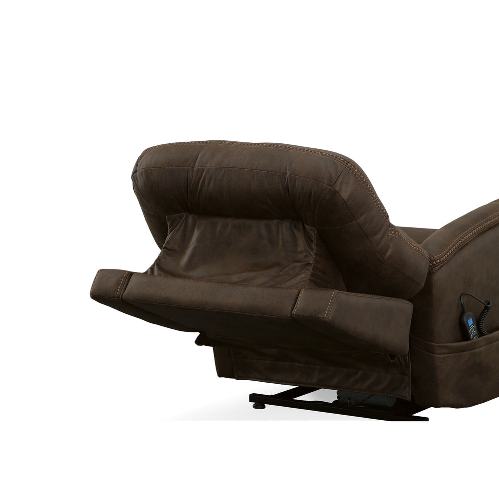 Atlas Fabric Power Lift Recliner with Power Headrest & Lumbar in Walnut