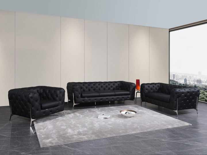 Global United Furniture DivanItalia 970 Italian Leather Black Sofa Set
