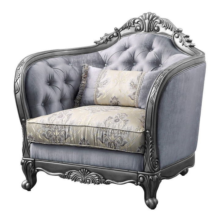 Ariadne - Chair With Pillow - Fabric & Platinum
