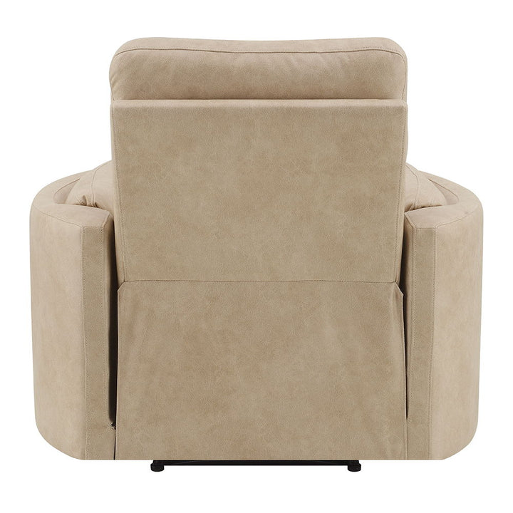 Elison - Motion Glider Recliner With Swivel - Dark Beige Polish Microfiber
