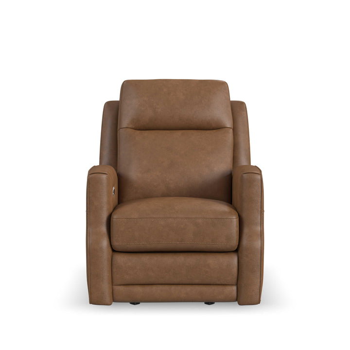 Maxwell Leather Power Gliding Recliner with Power Headrest and Lumbar in Cedar