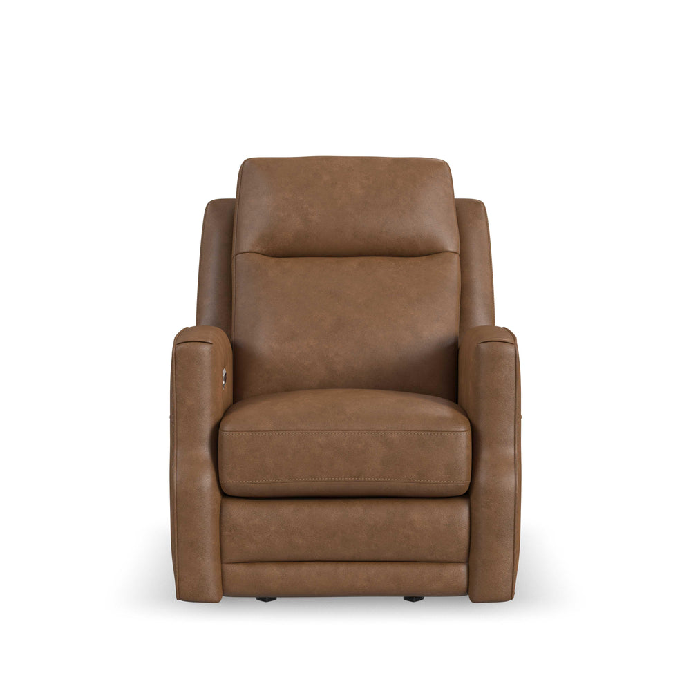 Maxwell Leather Power Gliding Recliner with Power Headrest and Lumbar in Cedar