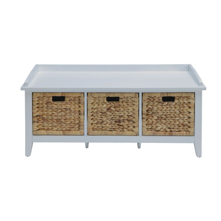 Flavius - Bench With Storage - Rattan & White