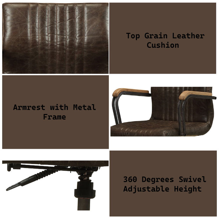 Joslin - Office Chair - Distress Chocolate Top Grain Leather