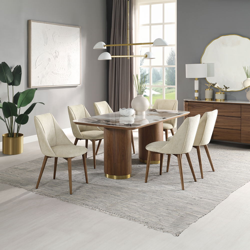 Willene - Dining Table With Ceramic Top - Ceramic Top & Walnut