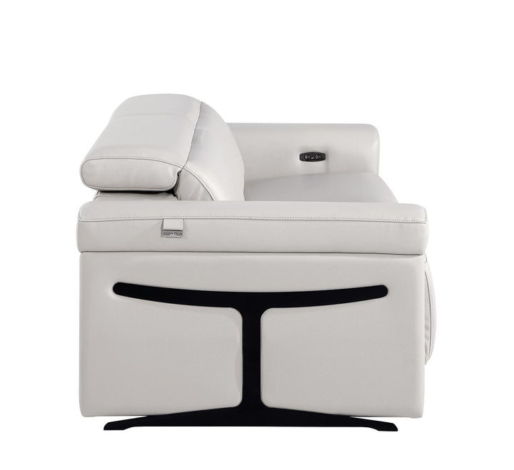 DivanItalia 1126 Top Grain Italian Leather Power Reclining Chair with Power Headrests - Light Gray