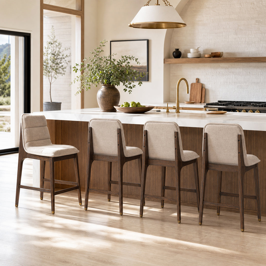 Clyde Channel Tufted Counter Stool – Walnut (Set of 4)