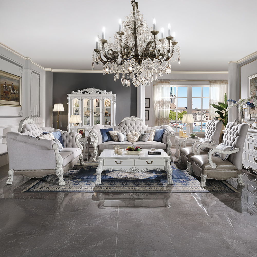 Dresden - Chair With Pillow - Synthetic Leather & Bone White