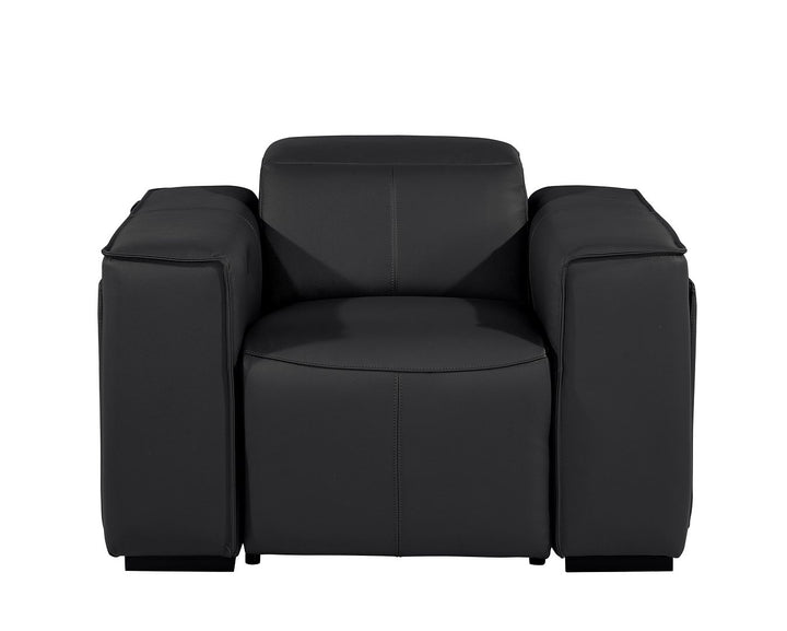 DivanItalia 1224 Top Grain Italian Leather Power Reclining Chair with Power Headrests - Black