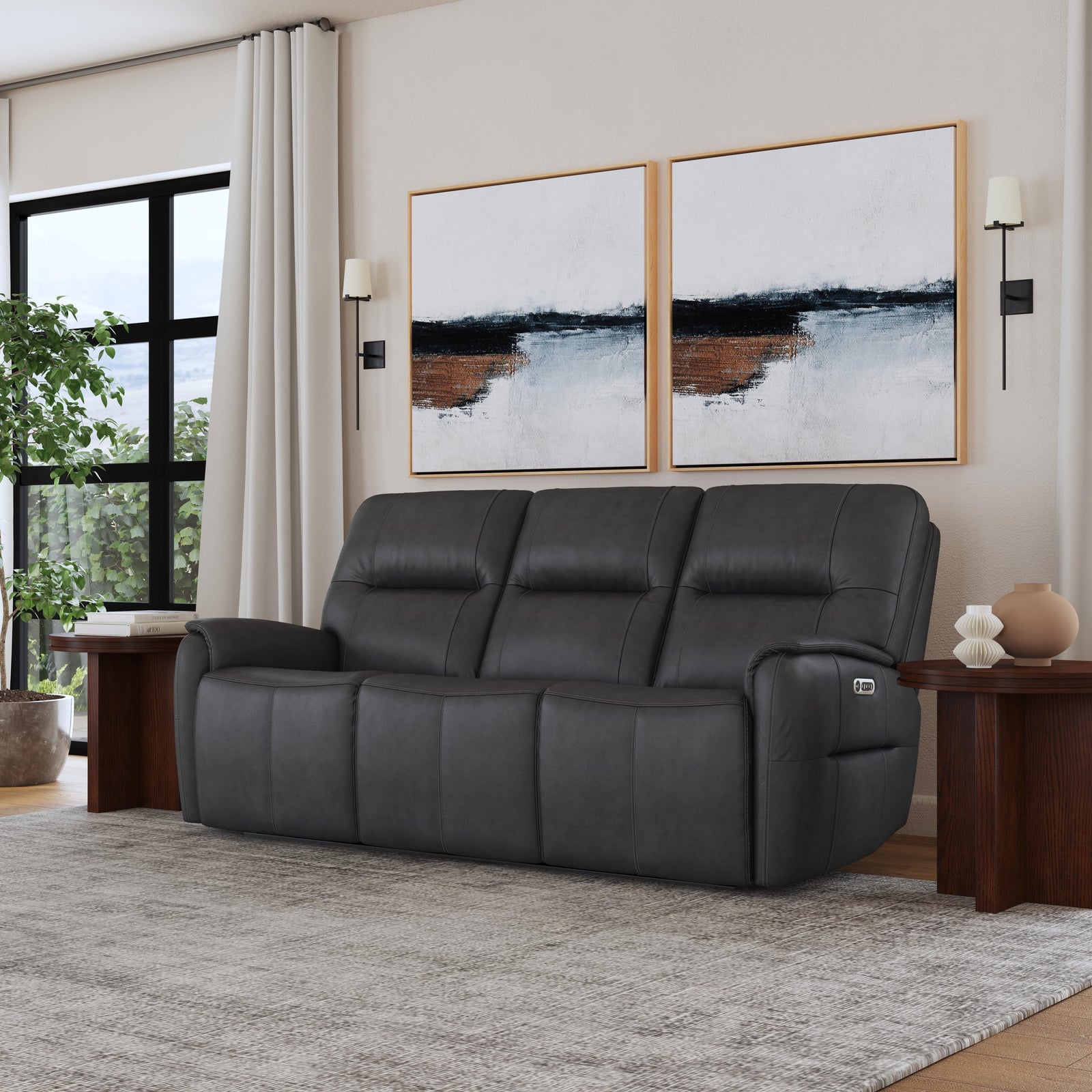 Wilson Power Reclining Sofa With Power Headrests Thunder