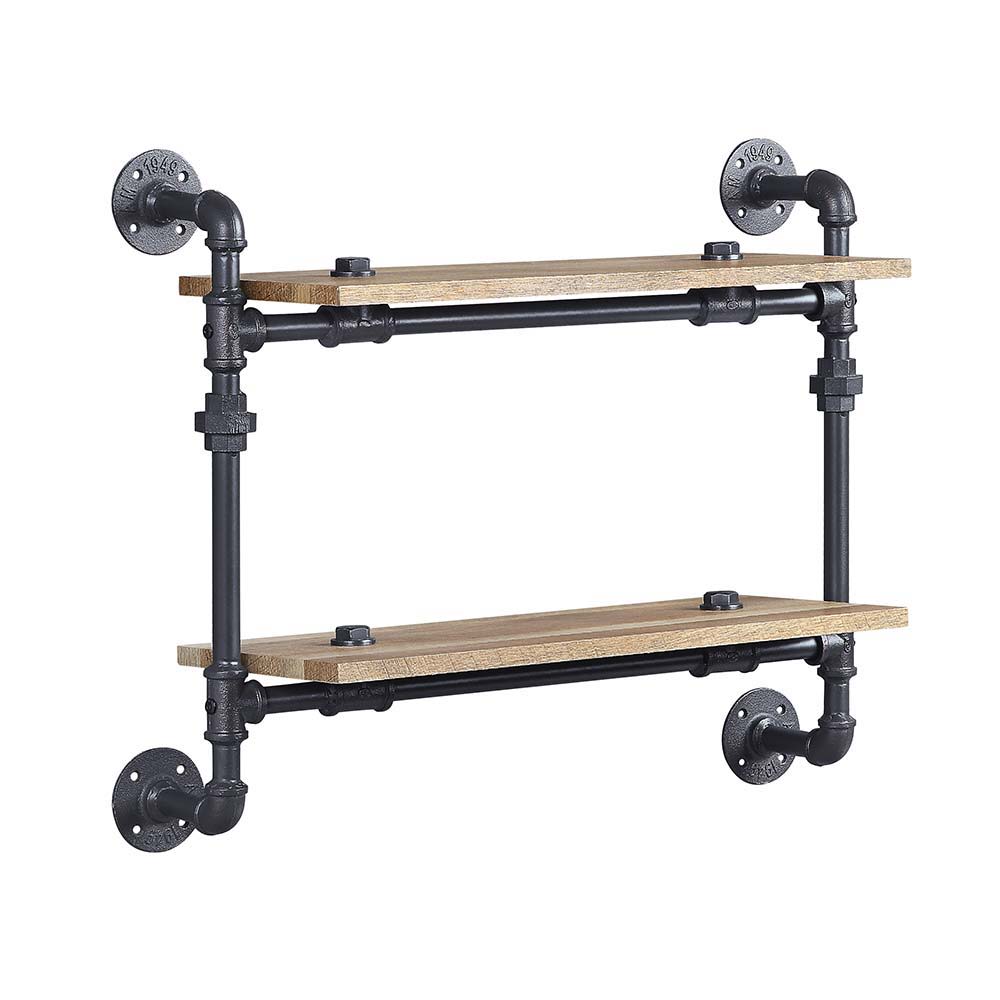 Brantley - Wall Rack With 2 Shelves - Oak & Sandy Black