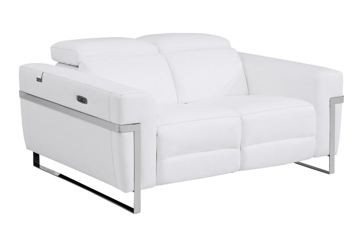 DivanItalia 990 Power Reclining 2-Piece Sofa Set with Power Headrest in Top-Grain Italian Leather - White