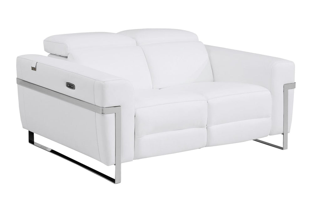 DivanItalia 990 Power Reclining 2-Piece Sofa Set with Power Headrest in Top-Grain Italian Leather - White