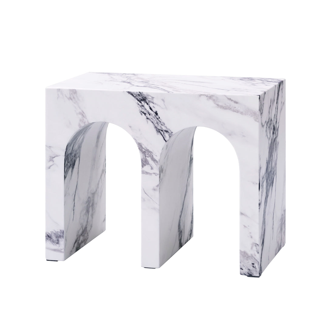 Fritzy - Engineered Stone End Table - White Marble