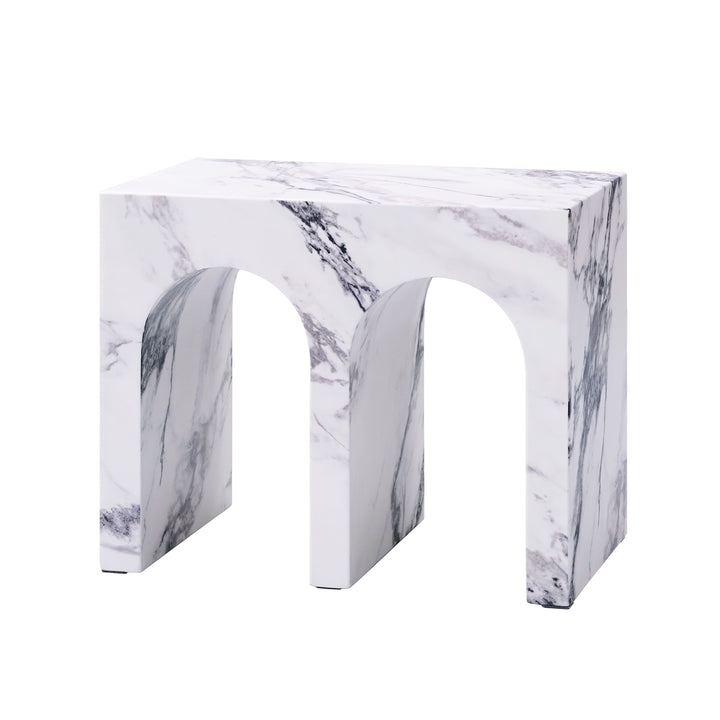 Fritzy - Engineered Stone End Table - White Marble