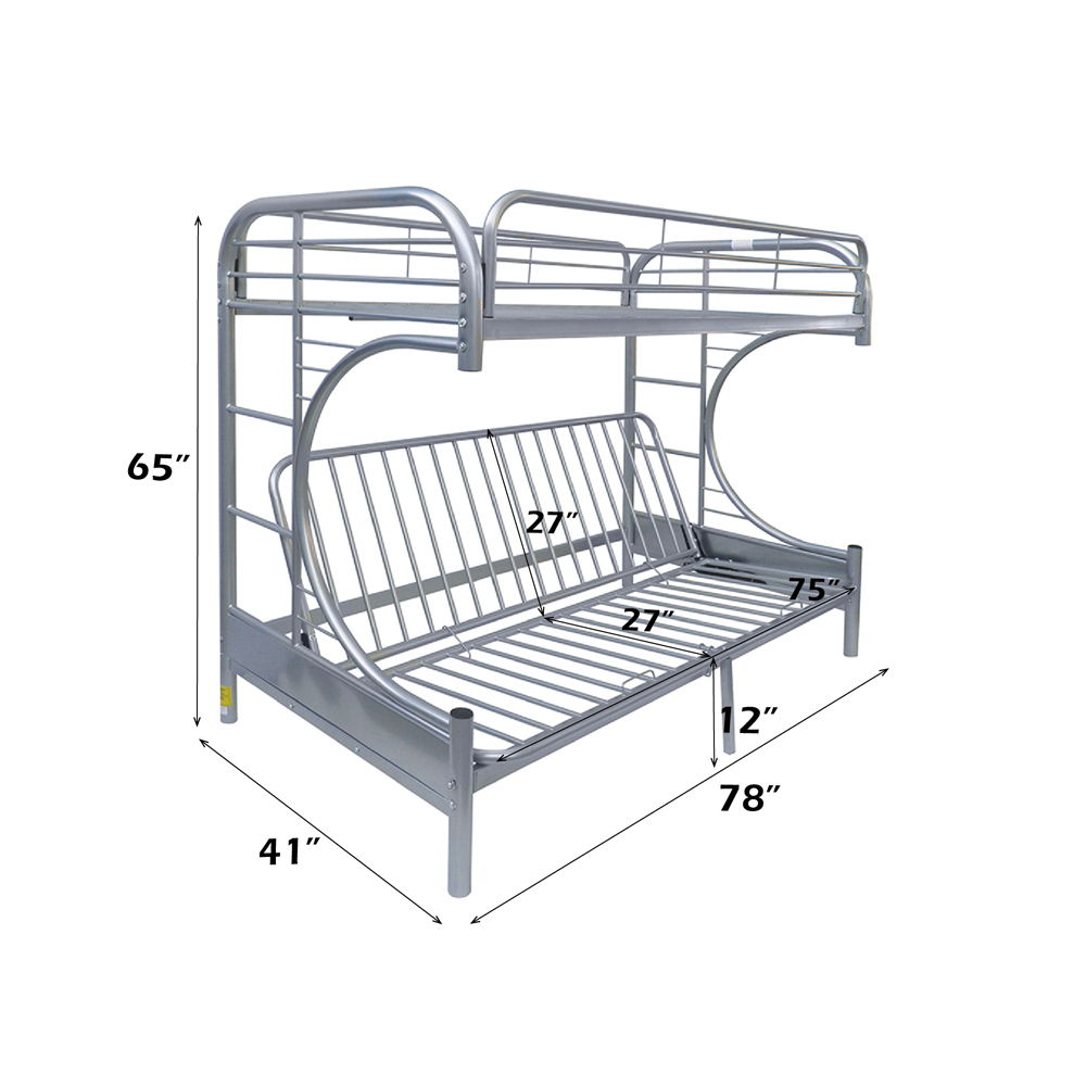 Eclipse - Twin Over Full Futon Bunk Bed - Silver