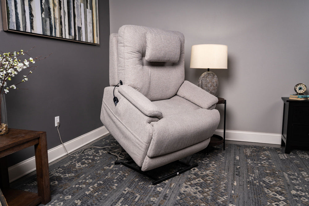 Zecliner Model 2+ Fabric Power Lift Sleep Recliner with Power Headrest, Lumbar, Heat & Massage in Dove
