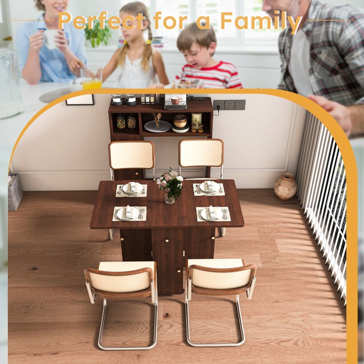 folding-dining-table-with-wall-mounted-sideboard-storage-in-walnut