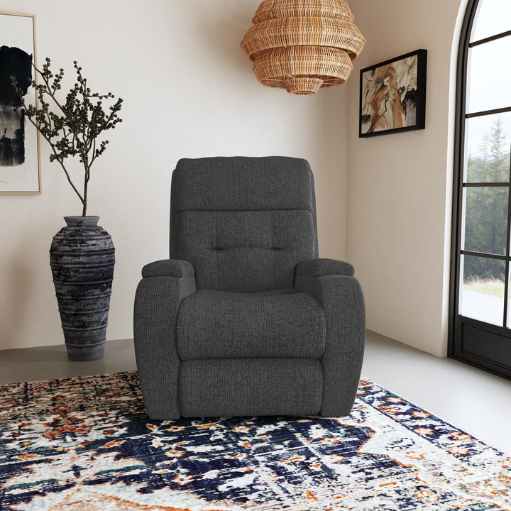 Strait Power Recliner With Power Headrest Gray
