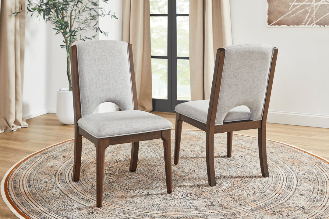 Flexsteel W1013-840 Athens  Upholstered Dining Chair (Set of 2)  Light Gray / Chocolate Brown