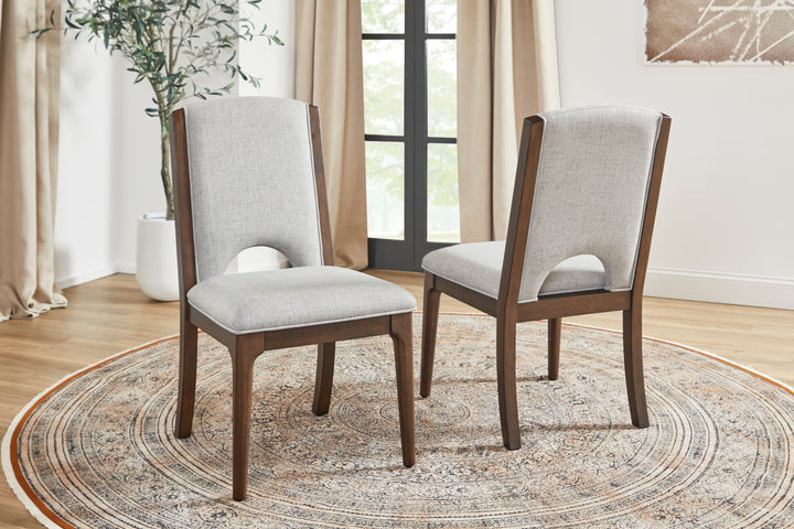 Flexsteel W1013-840 Athens  Upholstered Dining Chair (Set of 2)  Light Gray / Chocolate Brown