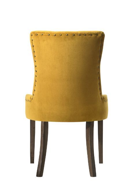 Farren - Side Chair Set of 2) - Yellow Velvet & Espresso