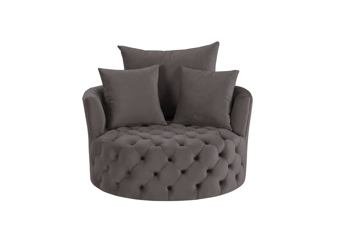 Zunyas - Velvet Accent Chair With Swivel - Gray
