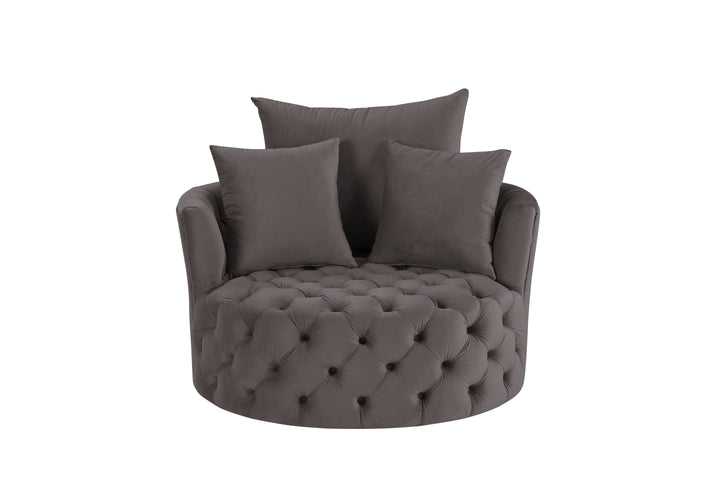 Zunyas - Velvet Accent Chair With Swivel - Gray