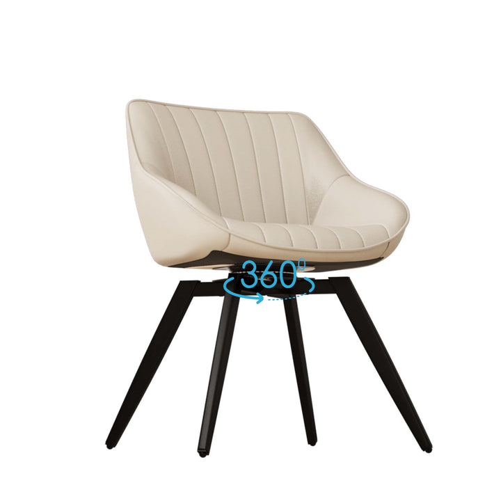 Mid-Century Modern 3-Piece Round Tulip Dining Table Set with White Table &amp; Beige Vegan Leather