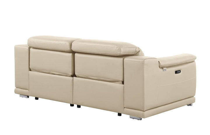 DivanItalia 9762 2-Piece Modular Power Reclining Console with 2 Power Recliners in Top Grain Italian Leather - Beige
