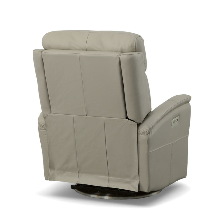 View Leather Power Swivel Recliner with Power Headrest in Dove