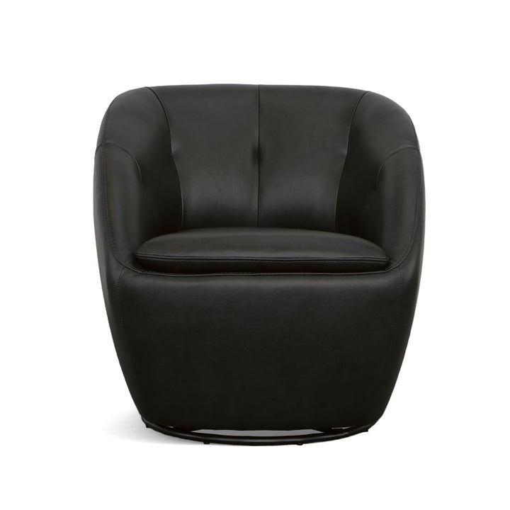 Wade Leather Swivel Chair in Ebony