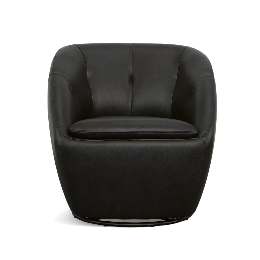 Wade Leather Swivel Chair in Ebony