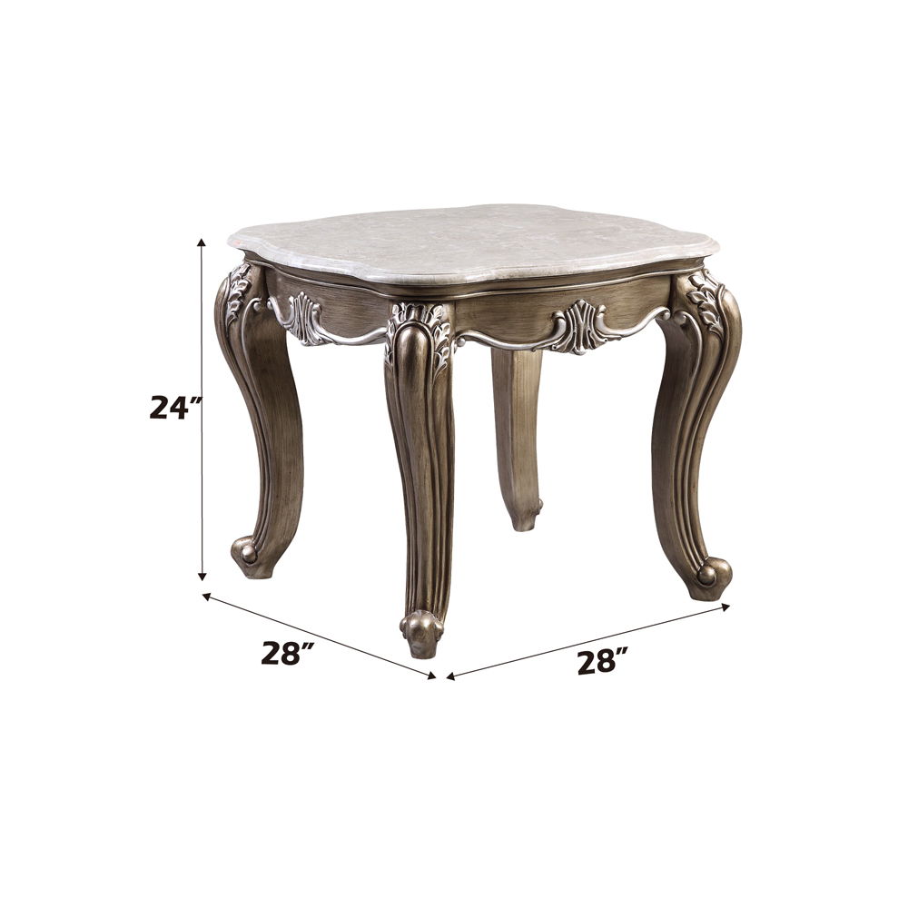 Elozzol - End Table - Marble Top & Antique Bronze
