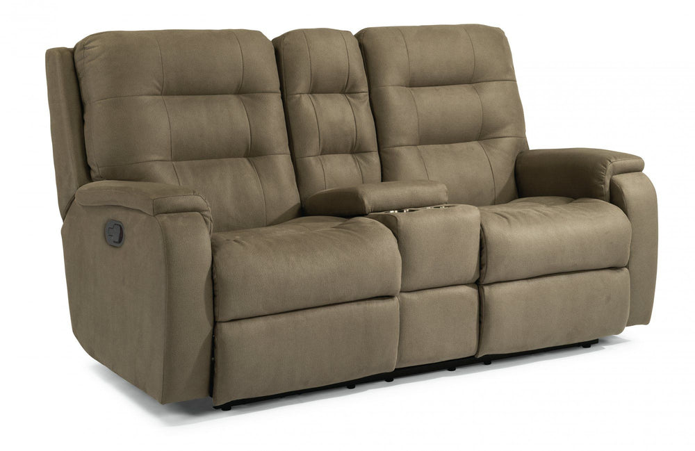 Arlo Reclining Loveseat With Console Light Brown