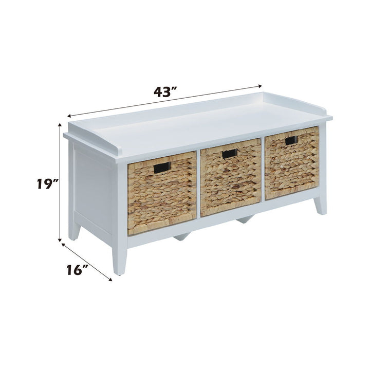 Flavius - Bench With Storage - Rattan & White