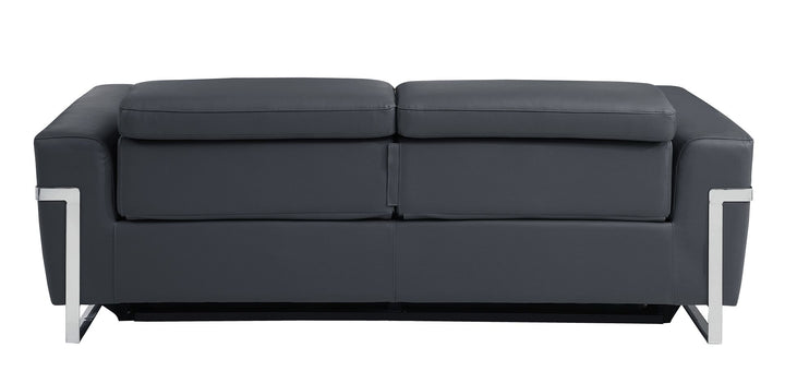 DivanItalia 990 Power Reclining Sofa with Power Headrest in Top-Grain Italian Leather - Dark Gray