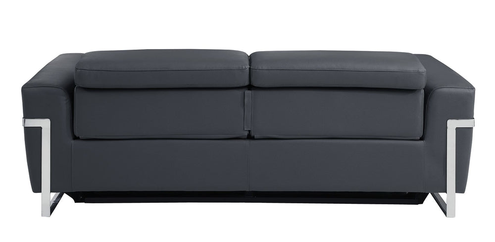 DivanItalia 990 Power Reclining Sofa with Power Headrest in Top-Grain Italian Leather - Dark Gray