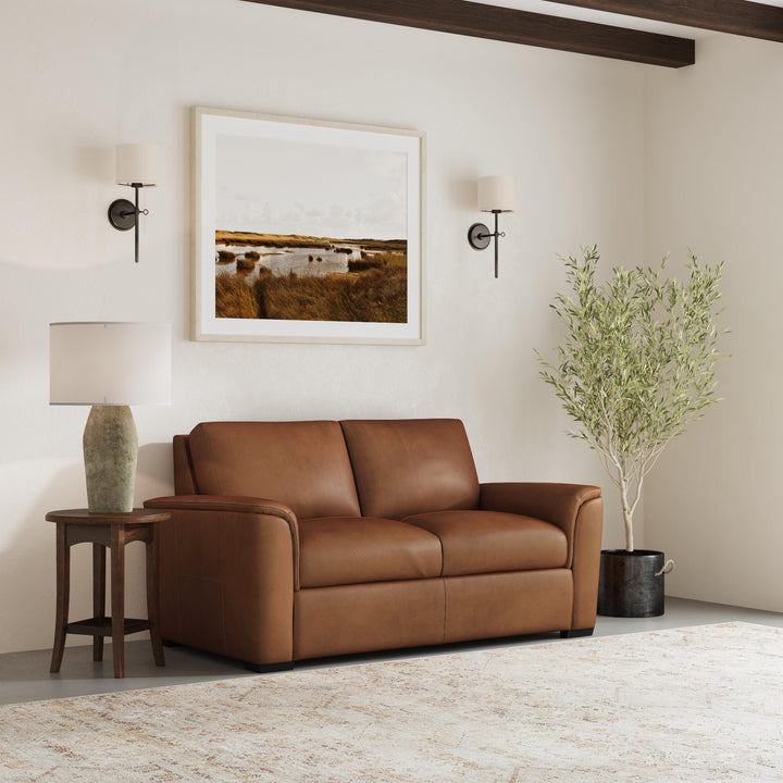 flexsteel-henry-caramel-leather-loveseat