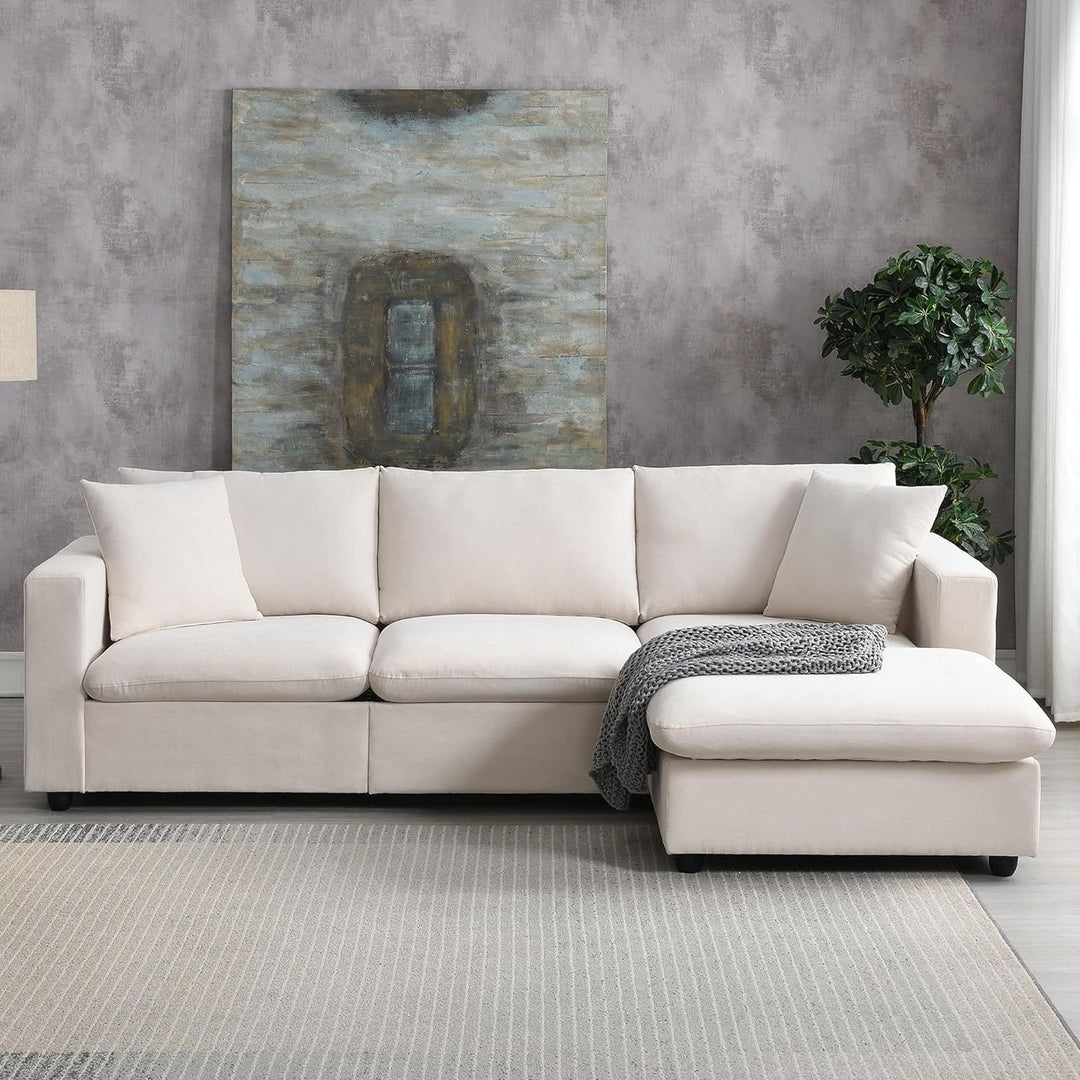 Modern Cotton Linen L-Shaped Combination Sofa-Beige