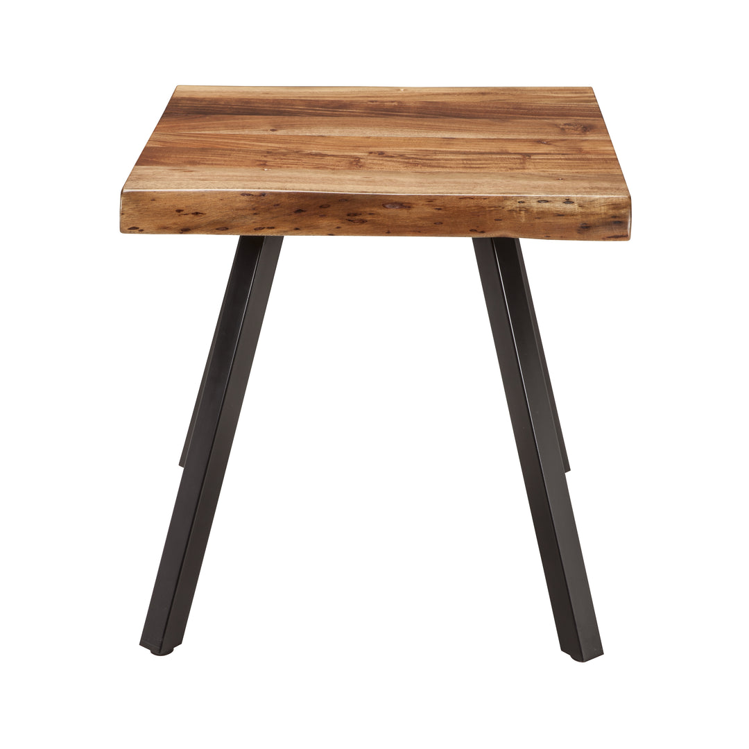 Modus Furniture 3A6922 Reese Live Edge Solid Wood Metal Leg End Table In Natural Acacia