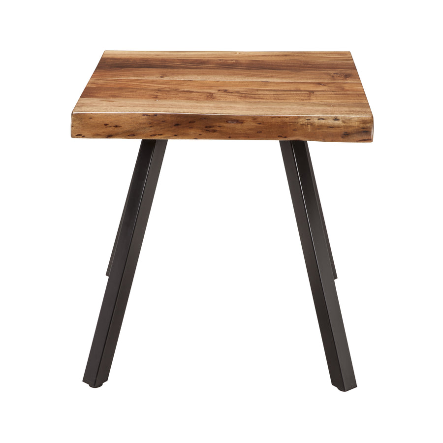 Modus Furniture 3A6922 Reese Live Edge Solid Wood Metal Leg End Table In Natural Acacia
