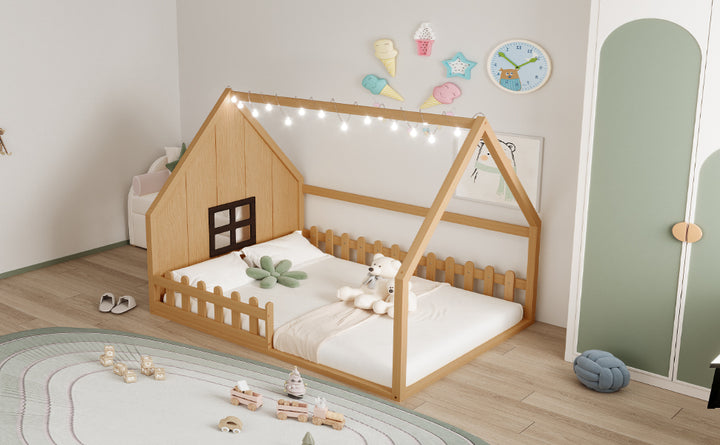 wood-house-bed-with-window-and-fence-natural