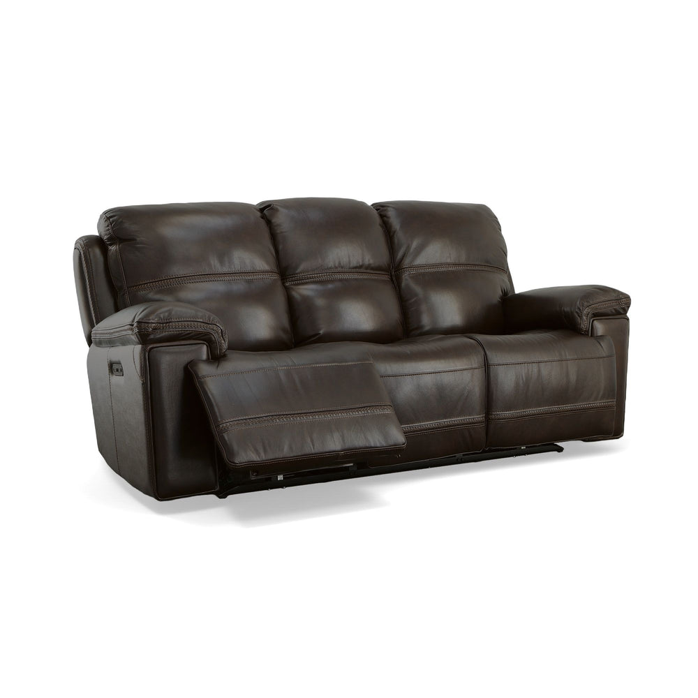 Fenwick Leather Power Reclining Sofa with Power Headrests in Dark Chocolate