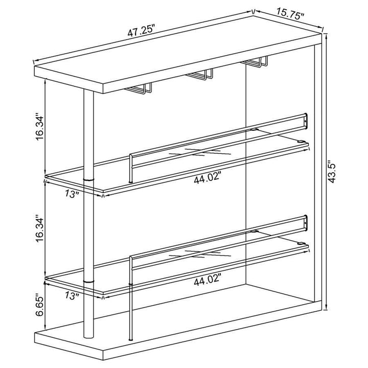 Prescott - Rectangular Home Bar Table - White High Gloss