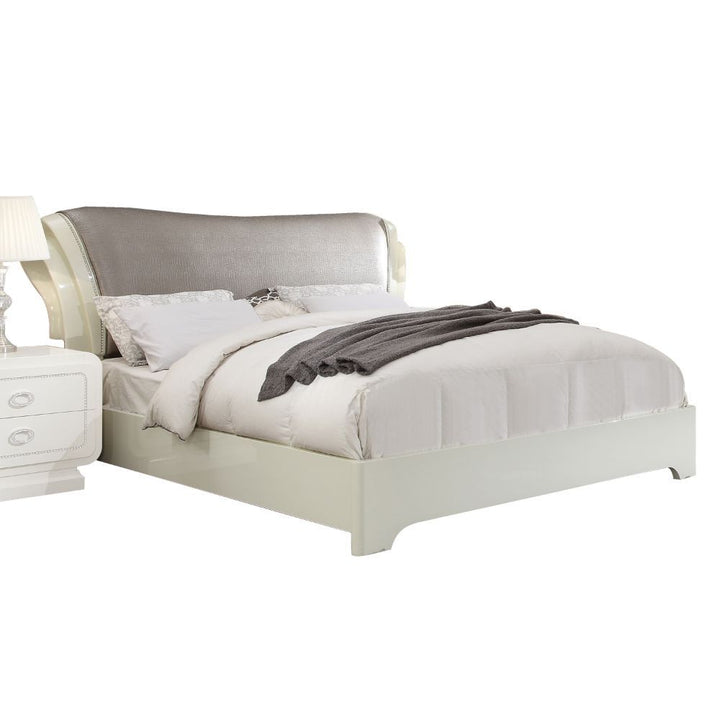 Bellagio - Queen Bed - PU & Ivory High Gloss