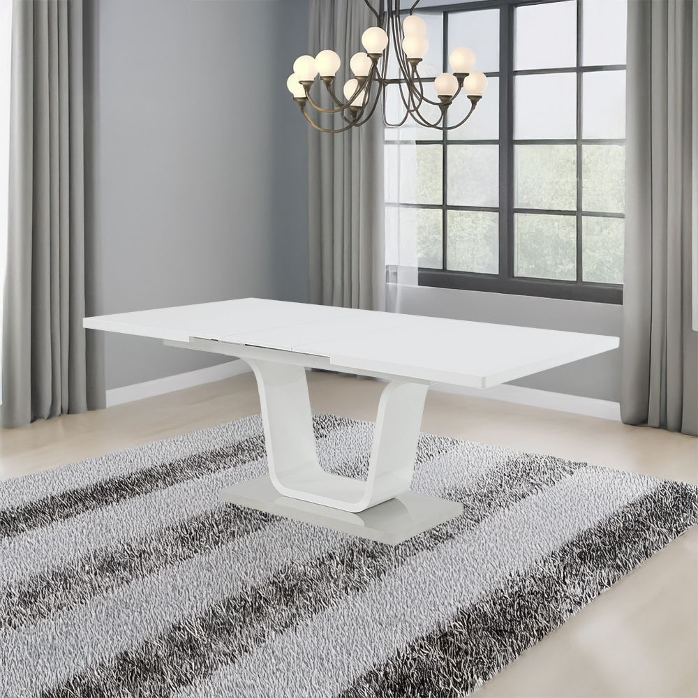 Kamaile - Dining Table With Leaf - White High Gloss